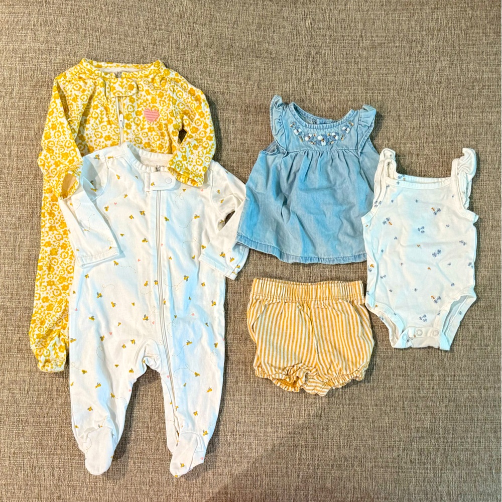 Yellow and Blue Footie Adorable Outfits Bundle